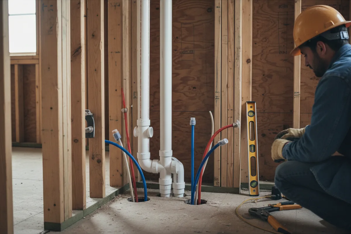 Drain and supply rough-in during Leak Detection in La Grange
